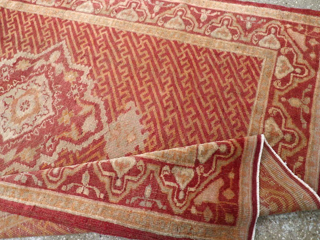 Antique Turkish Oushak Accent Rug, No.17396 - Staging