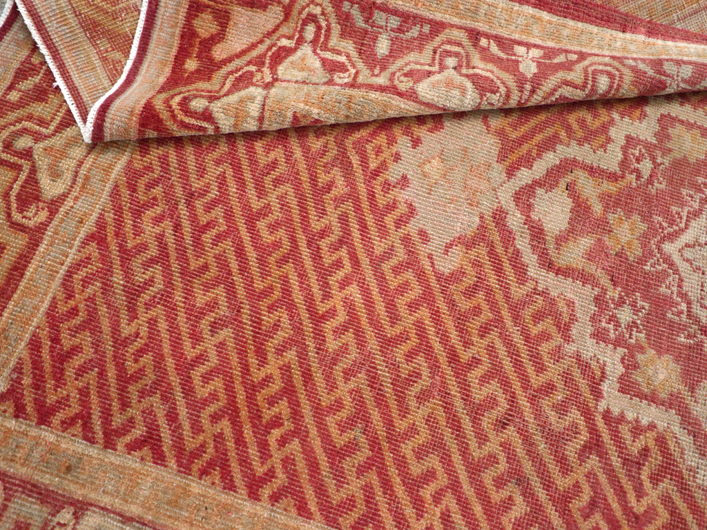 Antique Turkish Oushak Accent Rug, No.17396 - Staging