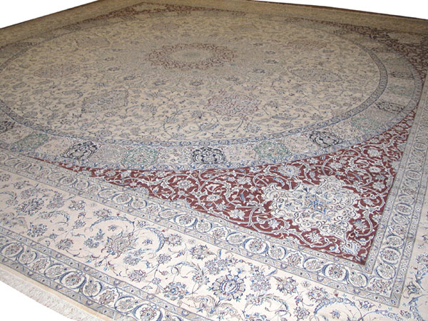Vintage Persian Nain Square Oversize Carpet, No.17491 - Staging