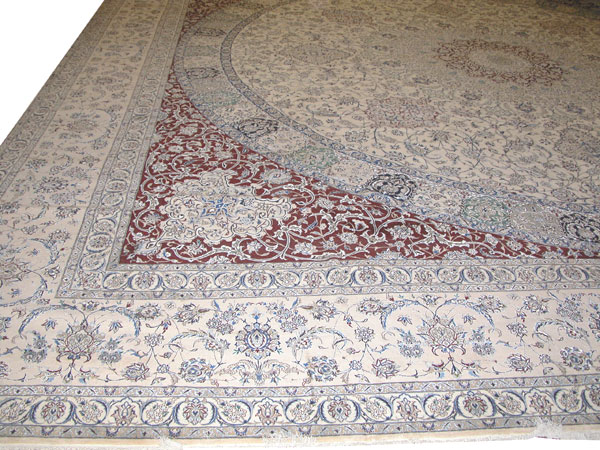Vintage Persian Nain Square Oversize Carpet, No.17491 - Staging