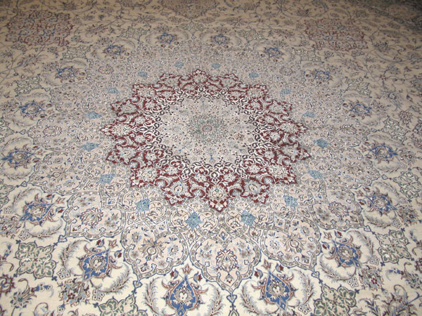 Vintage Persian Nain Square Oversize Carpet, No.17491 - Staging
