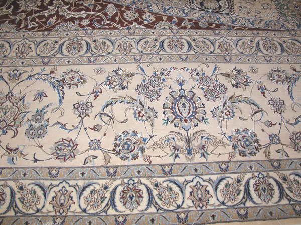 Vintage Persian Nain Square Oversize Carpet, No.17491 - Staging