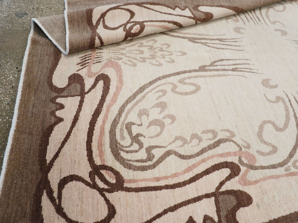 Modernist Persian Tabriz Rug, No.17516 - Staging