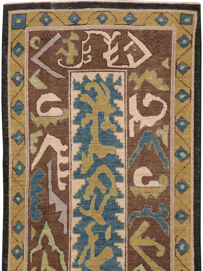 Modernist Persian Tabriz Runner, No.17517 - Staging
