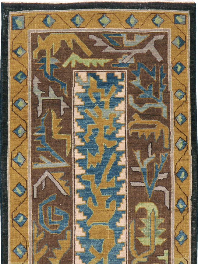 Modernist Persian Tabriz Runner, No.17517 - Staging