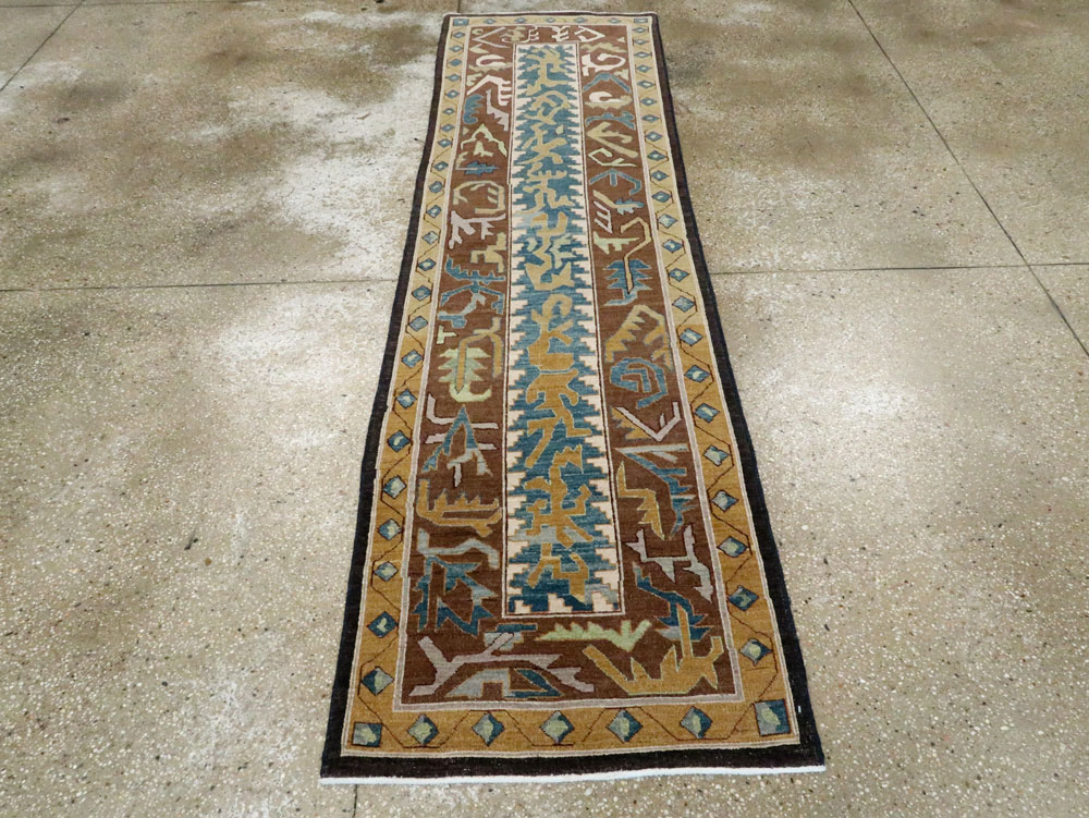 Modernist Persian Tabriz Runner, No.17517 - Staging