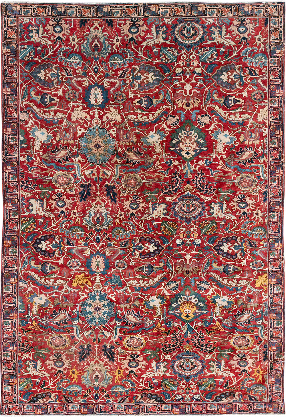 Antique Persian Senneh Tabriz Accent Carpet, No.17671 - Staging