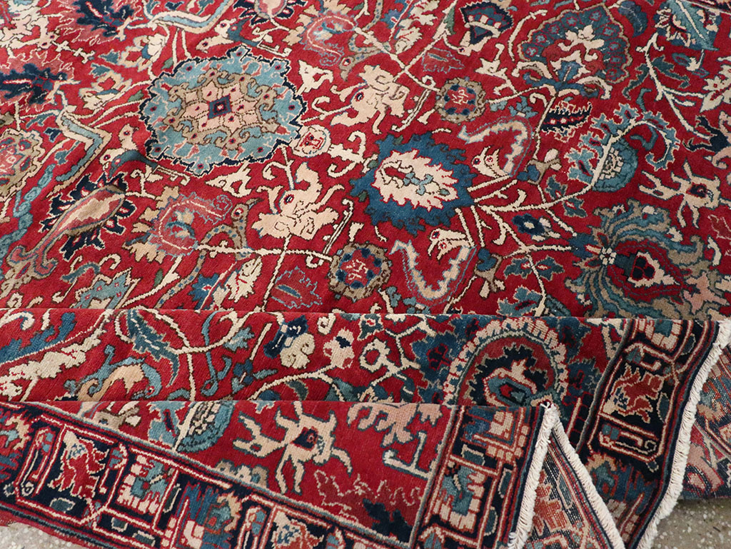 Antique Persian Senneh Tabriz Accent Carpet, No.17671 - Staging