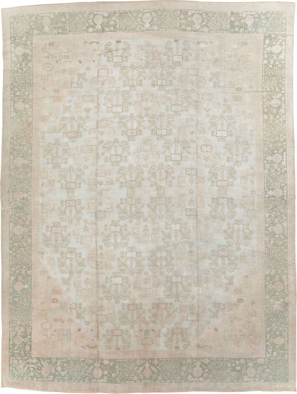 Antique Turkish Oushak Carpet, No.17710 - Staging