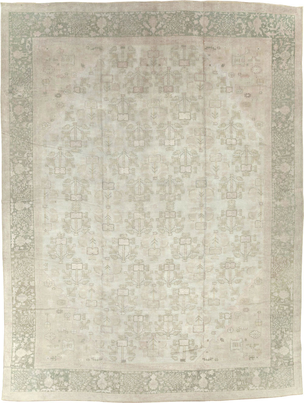Antique Turkish Oushak Carpet, No.17710 - Staging