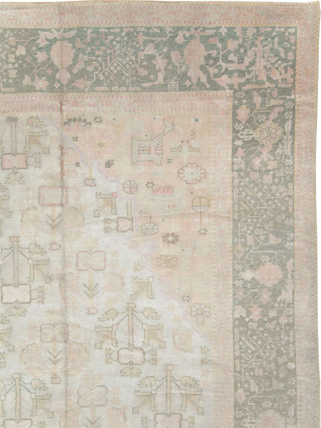 Antique Turkish Oushak Carpet, No.17710 - Staging