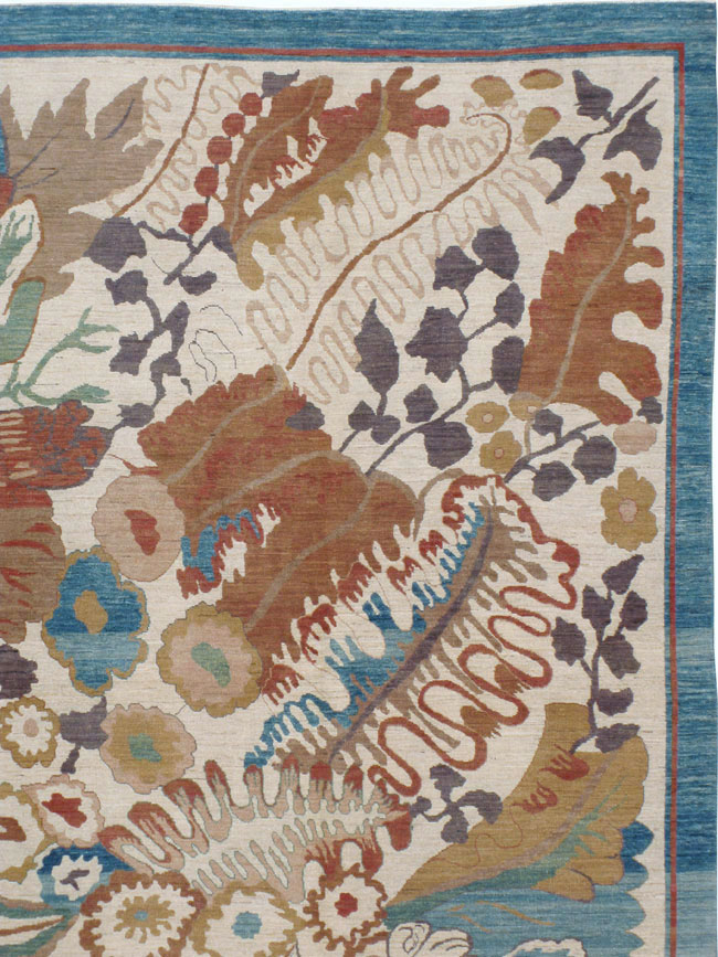 Modernist Persian Tabriz Room Size Carpet, No.17712 - Staging