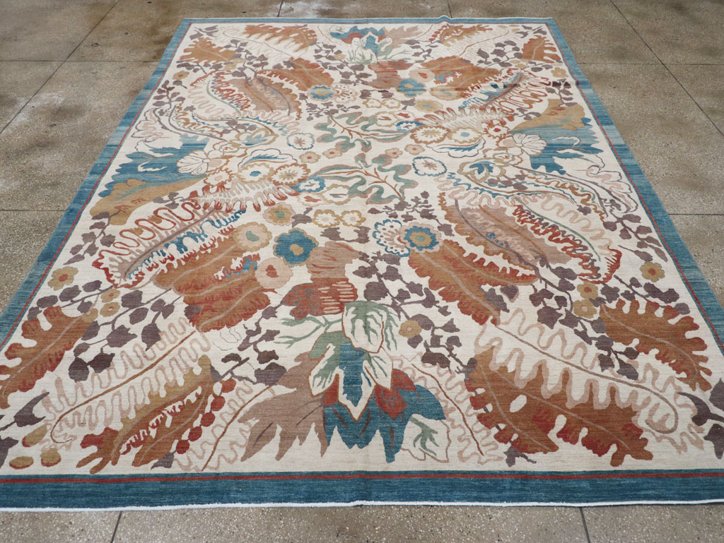 Modernist Persian Tabriz Room Size Carpet, No.17712 - Staging