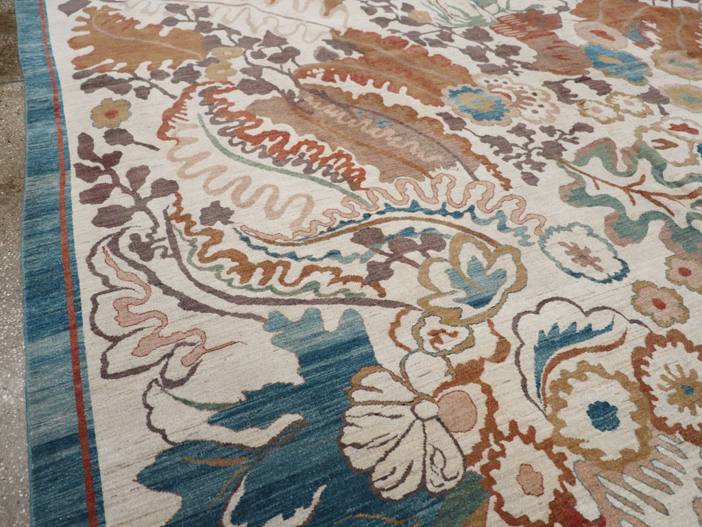 Modernist Persian Tabriz Room Size Carpet, No.17712 - Staging