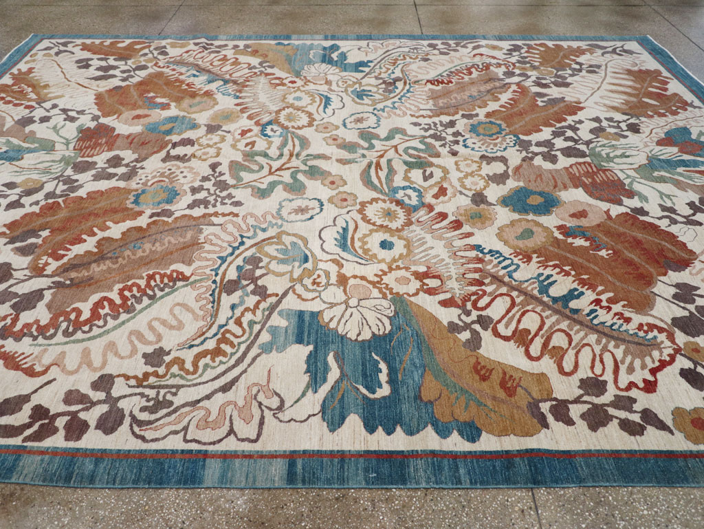 Modernist Persian Tabriz Room Size Carpet, No.17712 - Staging