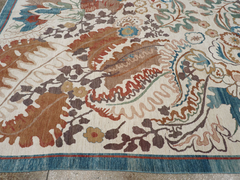 Modernist Persian Tabriz Room Size Carpet, No.17712 - Staging