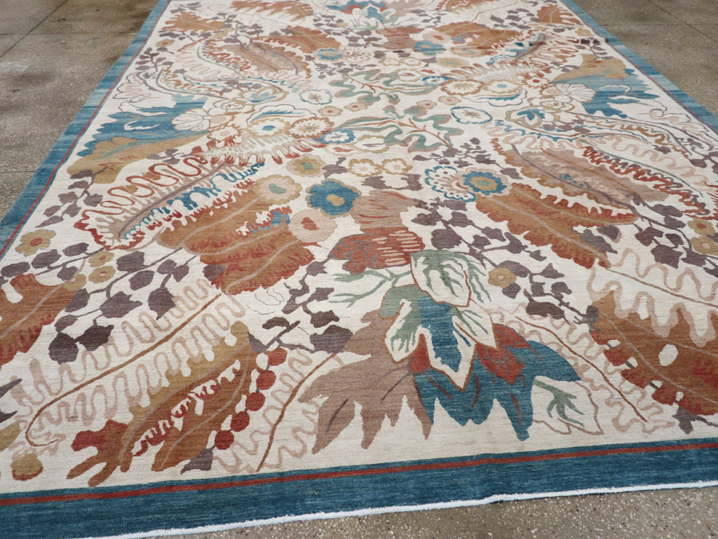Modernist Persian Tabriz Room Size Carpet, No.17712 - Staging