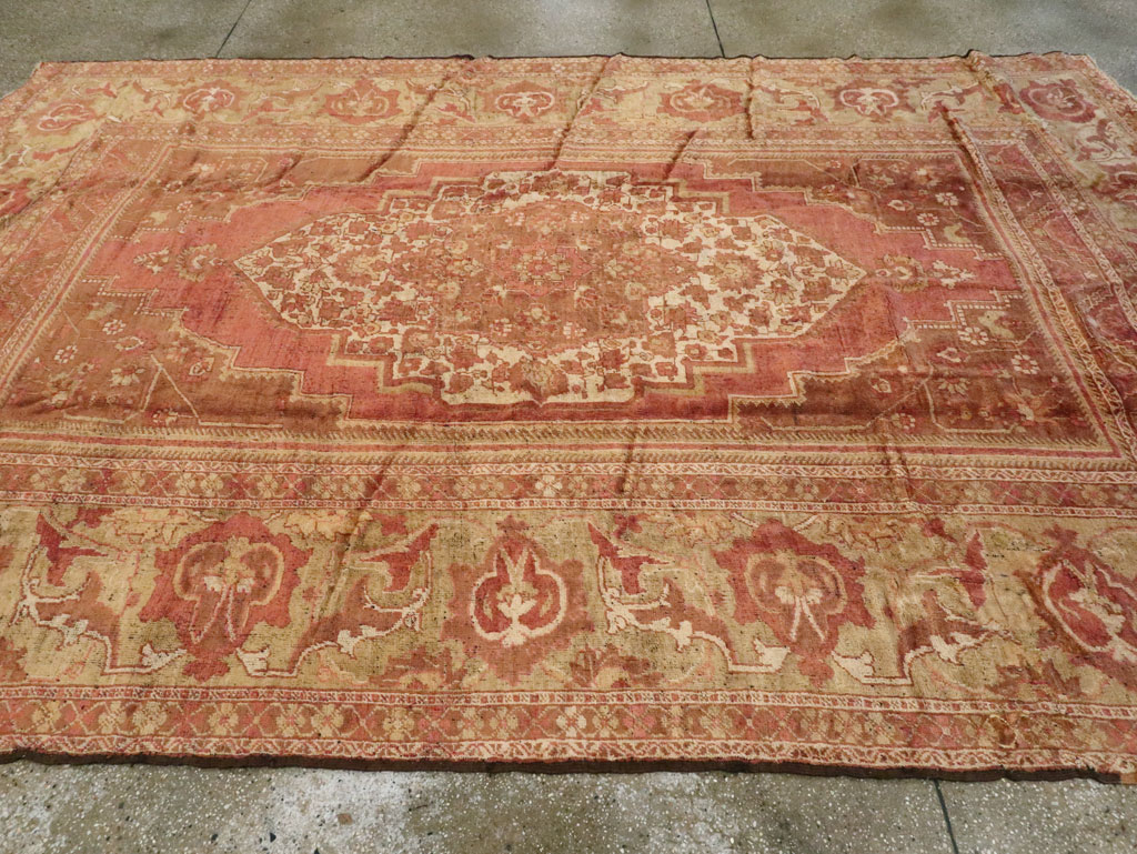 Antique Turkish Oushak Carpet, No.17739 - Staging