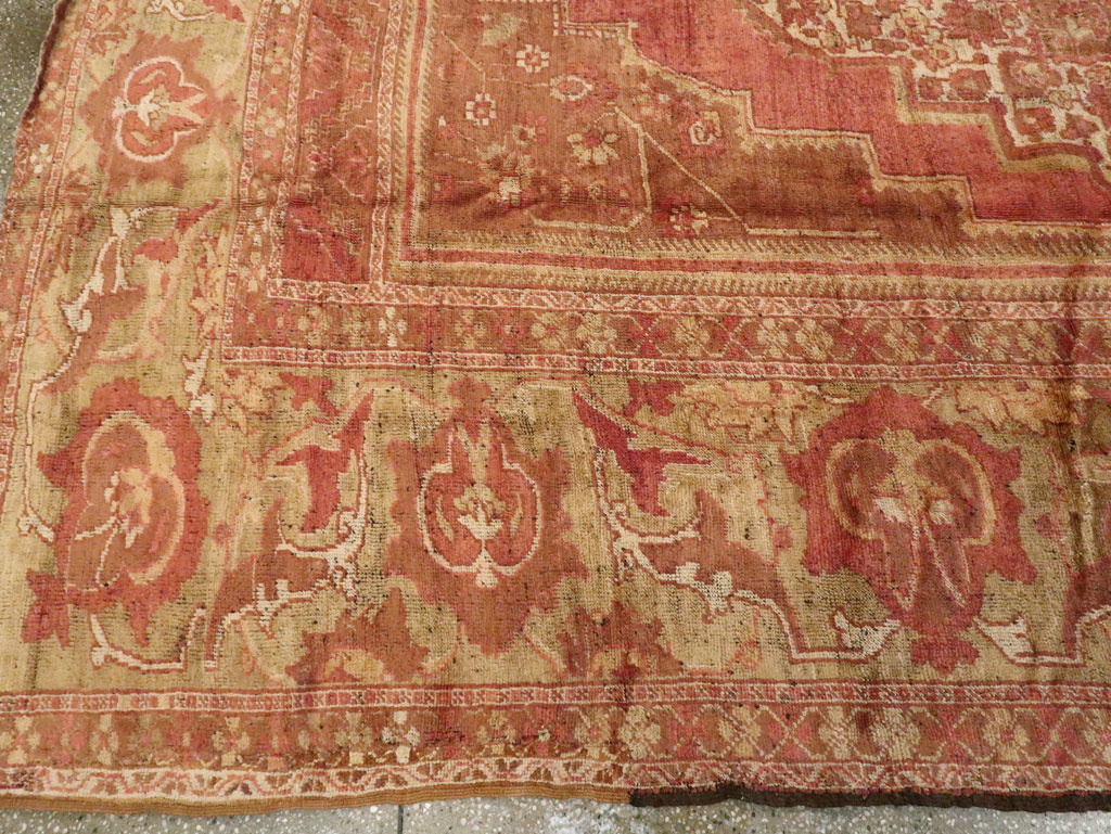 Antique Turkish Oushak Carpet, No.17739 - Staging