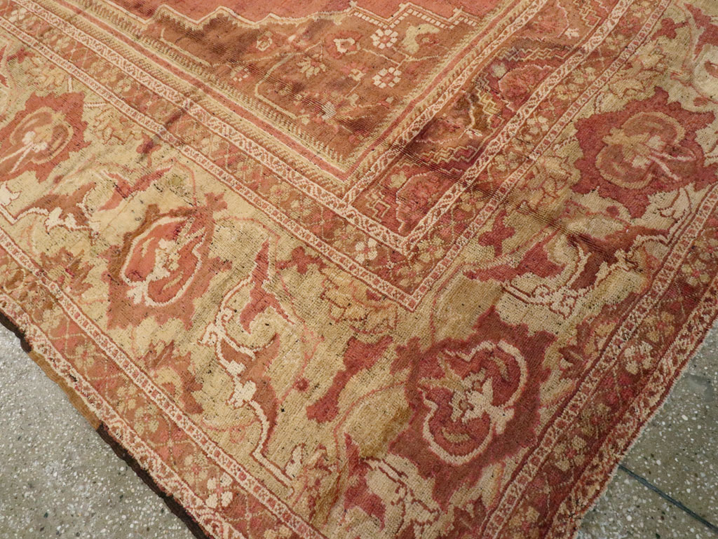 Antique Turkish Oushak Carpet, No.17739 - Staging