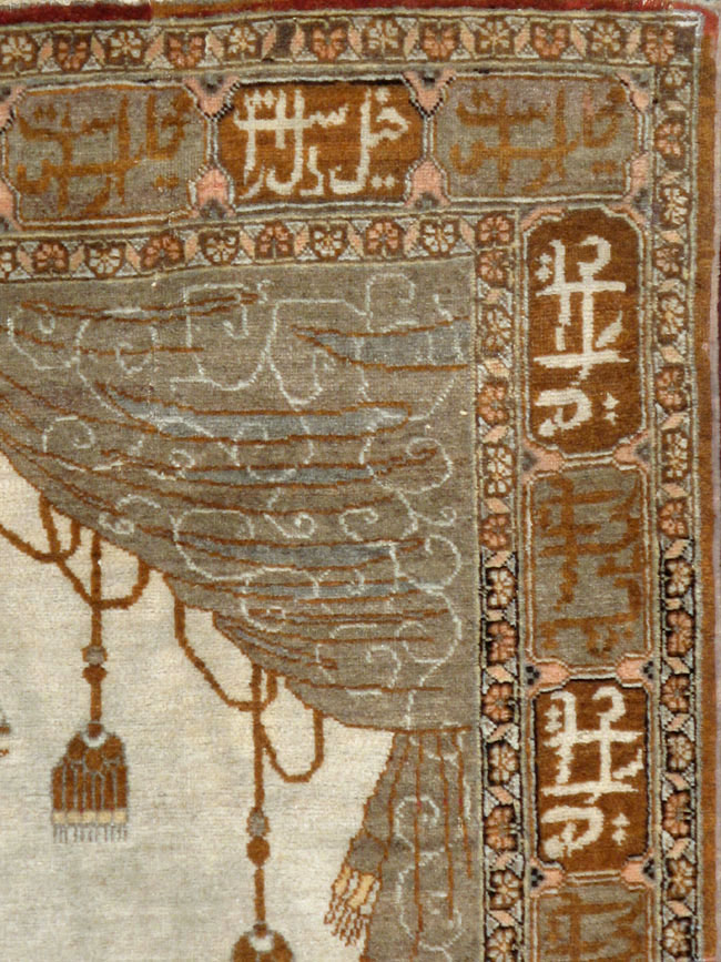 Vintage Persian Tabriz Pictorial Rug, No.17771 - Staging