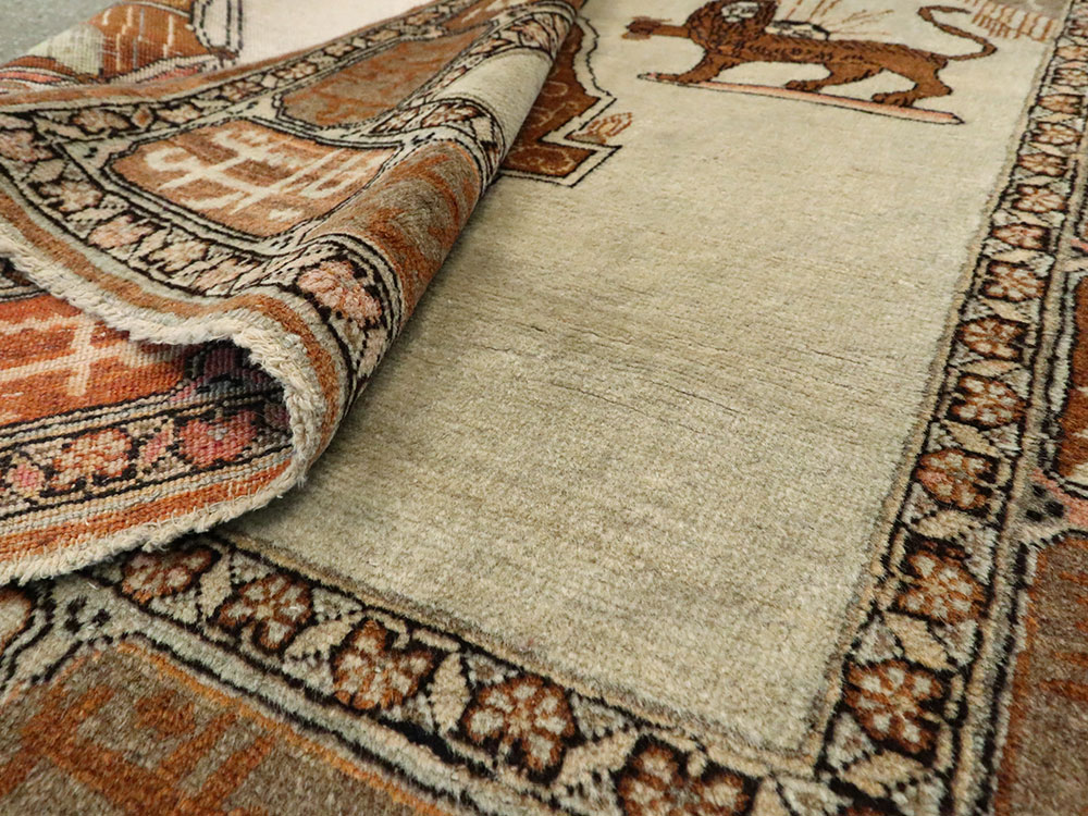 Vintage Persian Tabriz Pictorial Rug, No.17771 - Staging