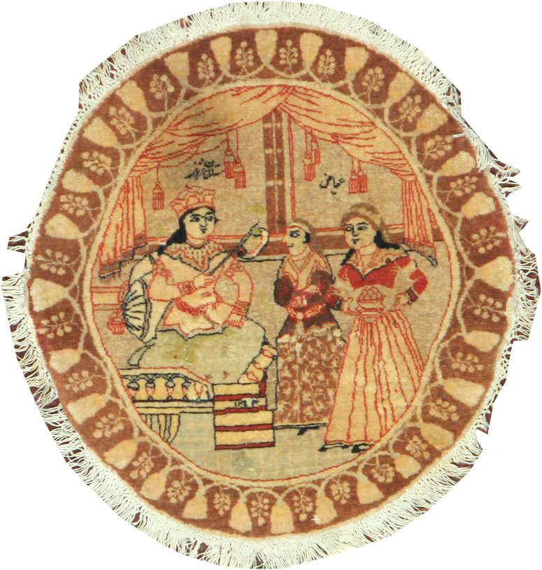 Vintage Persian Tabriz Pictorial Rug, No.17772 - Staging