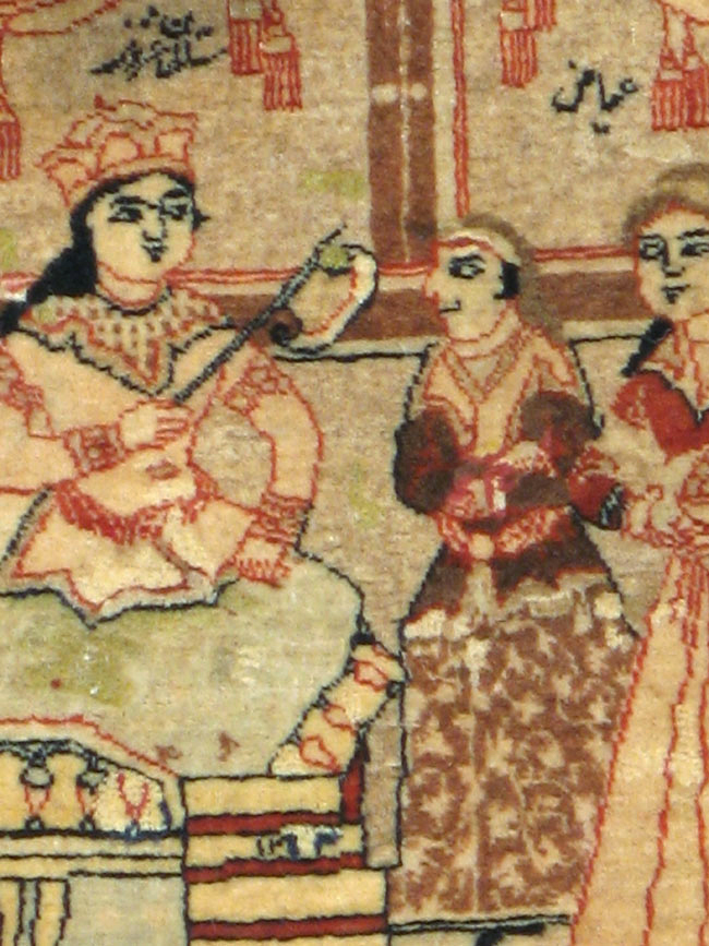 Vintage Persian Tabriz Pictorial Rug, No.17772 - Staging