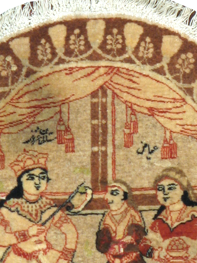 Vintage Persian Tabriz Pictorial Rug, No.17772 - Staging