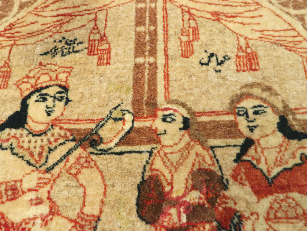 Vintage Persian Tabriz Pictorial Rug, No.17772 - Staging