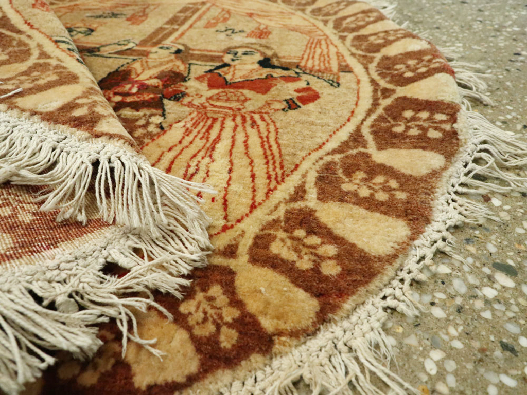 Vintage Persian Tabriz Pictorial Rug, No.17772 - Staging