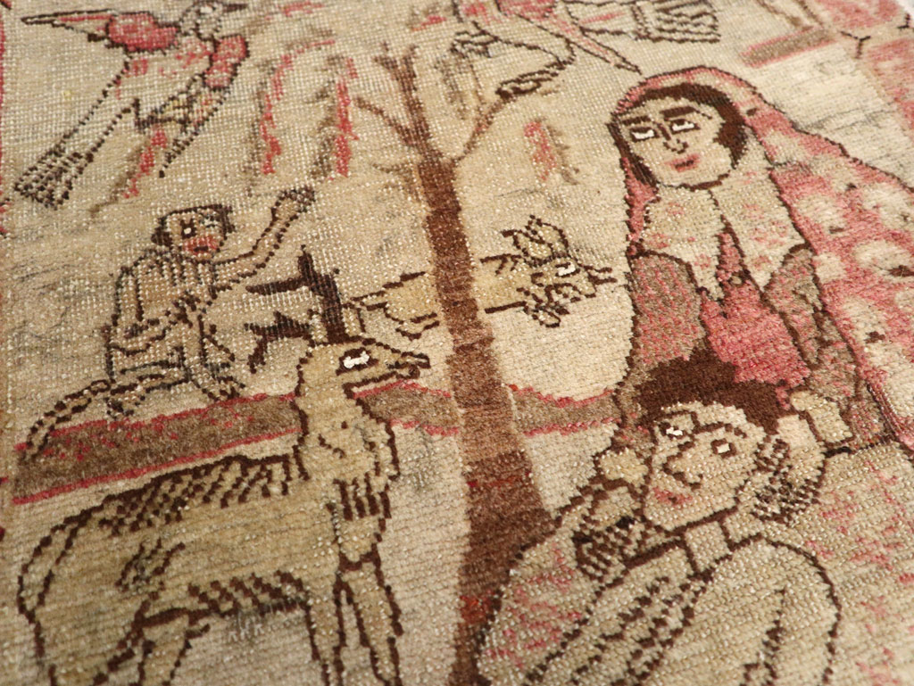 Antique Persian Tabriz Pictorial Rug, No.17773 - Staging