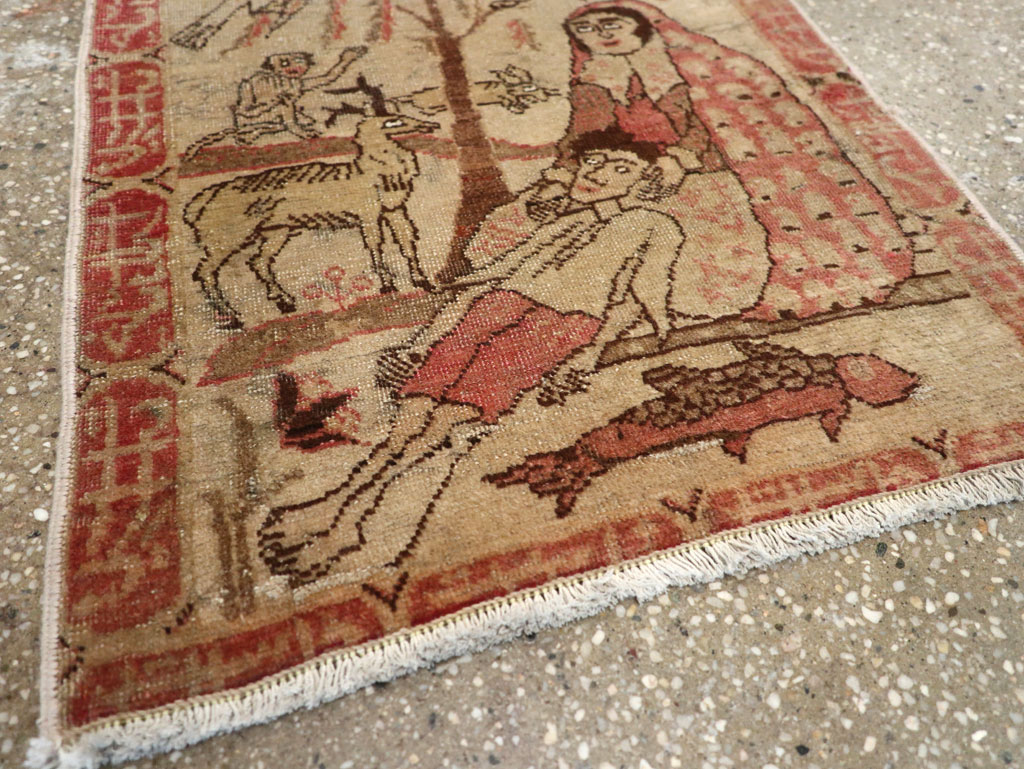 Antique Persian Tabriz Pictorial Rug, No.17773 - Staging