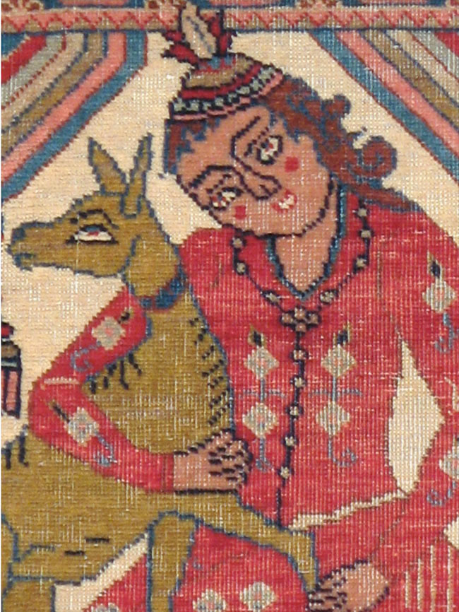 Vintage Persian Tabriz Pictorial Rug, No.17774 - Staging