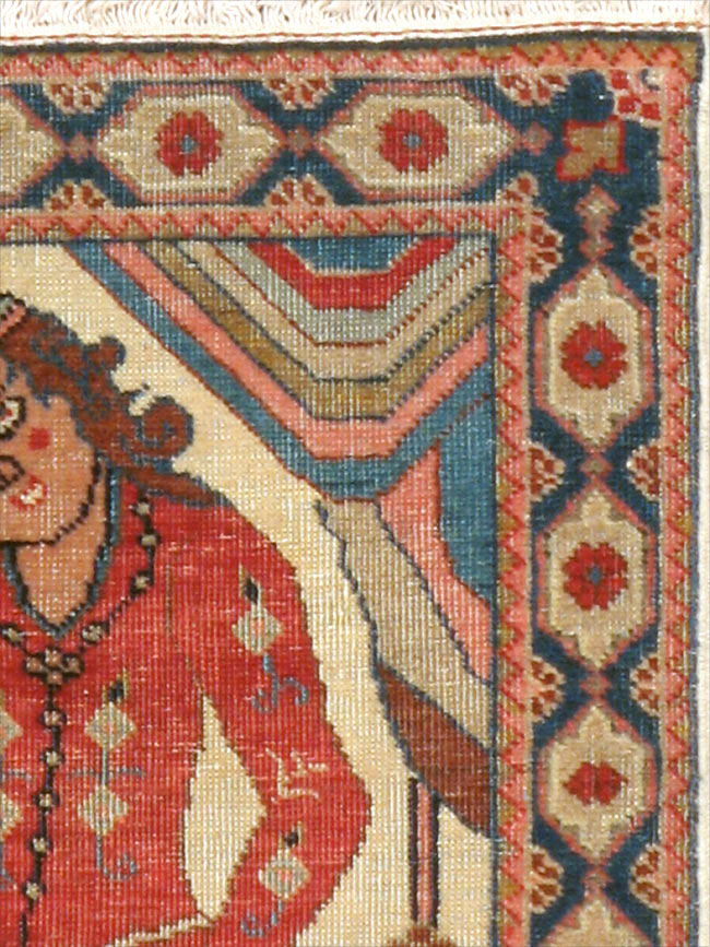 Vintage Persian Tabriz Pictorial Rug, No.17774 - Staging