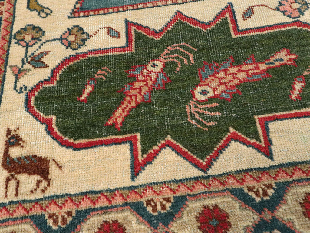 Vintage Persian Tabriz Pictorial Rug, No.17774 - Staging