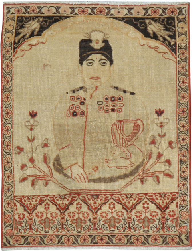 Vintage Persian Tabriz Pictorial Rug, No.17775 - Staging