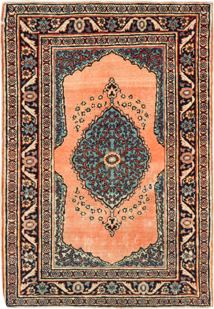 Antique Persian Tabriz Haji Jalili Throw Rug, No.17786 - Staging