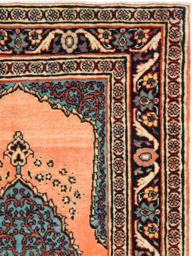 Antique Persian Tabriz Haji Jalili Throw Rug, No.17786 - Staging