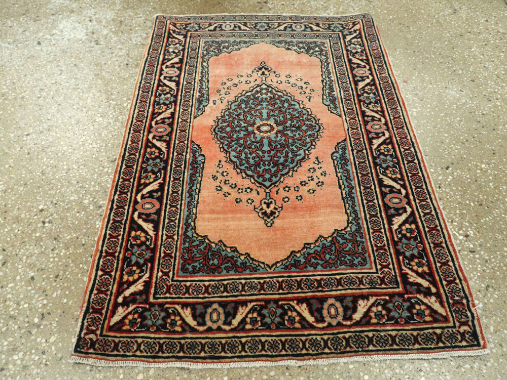 Antique Persian Tabriz Haji Jalili Throw Rug, No.17786 - Staging