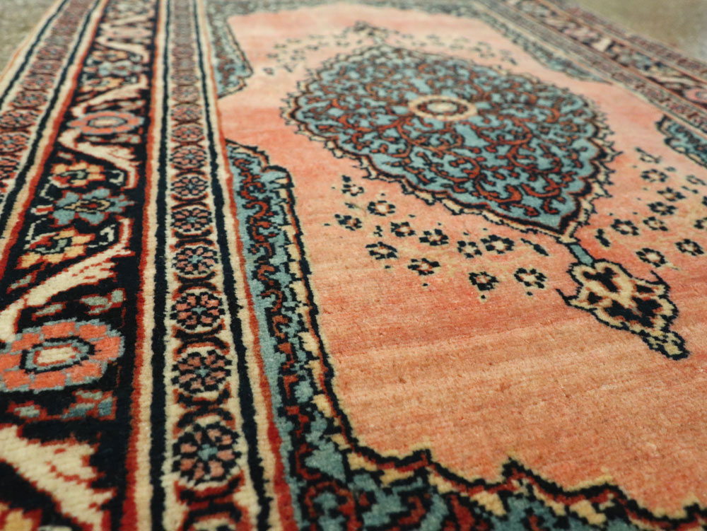Antique Persian Tabriz Haji Jalili Throw Rug, No.17786 - Staging