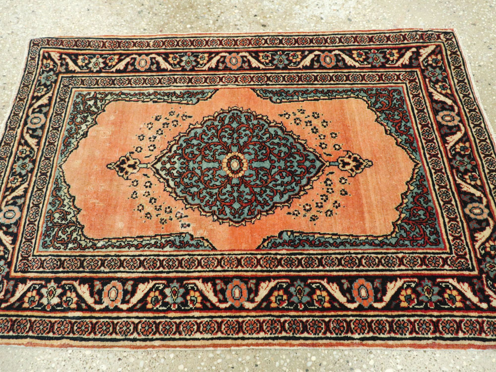 Antique Persian Tabriz Haji Jalili Throw Rug, No.17786 - Staging