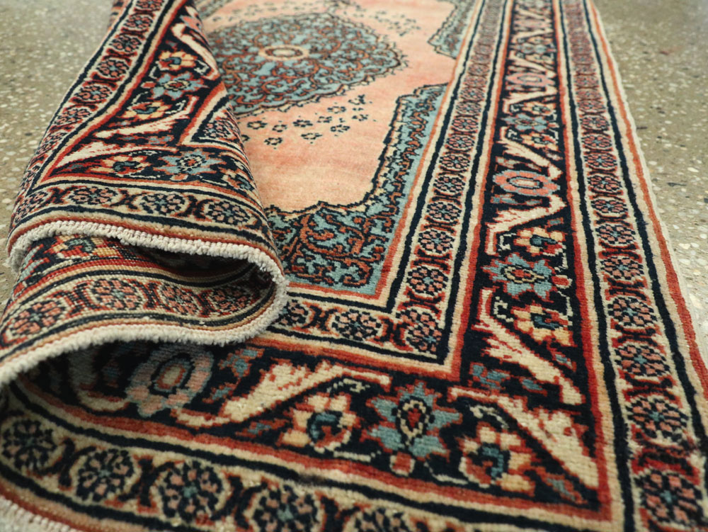 Antique Persian Tabriz Haji Jalili Throw Rug, No.17786 - Staging