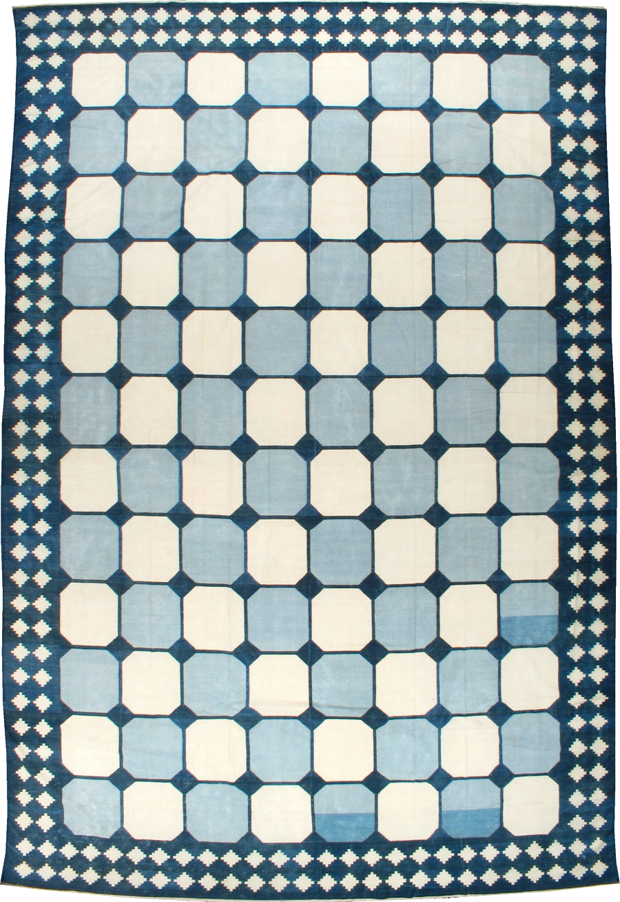 Vintage Indian Flatweave Kilim Dhurrie, No.17815 - Staging