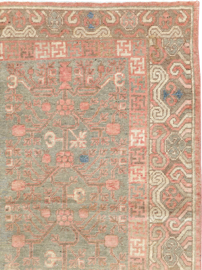 Vintage East Turkestan Khotan Carpet, No.17860 - Staging