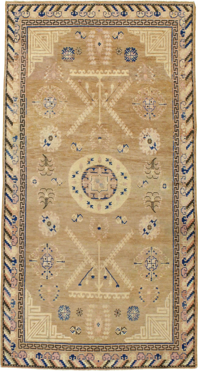 Antique East Turkestan Khotan Carpet, No.17870 - Staging