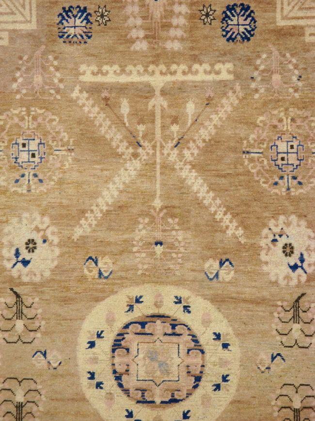 Antique East Turkestan Khotan Carpet, No.17870 - Staging