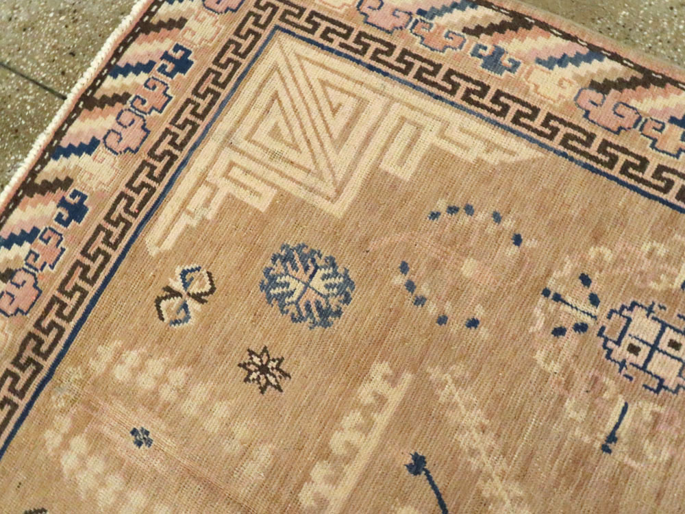 Antique East Turkestan Khotan Carpet, No.17870 - Staging