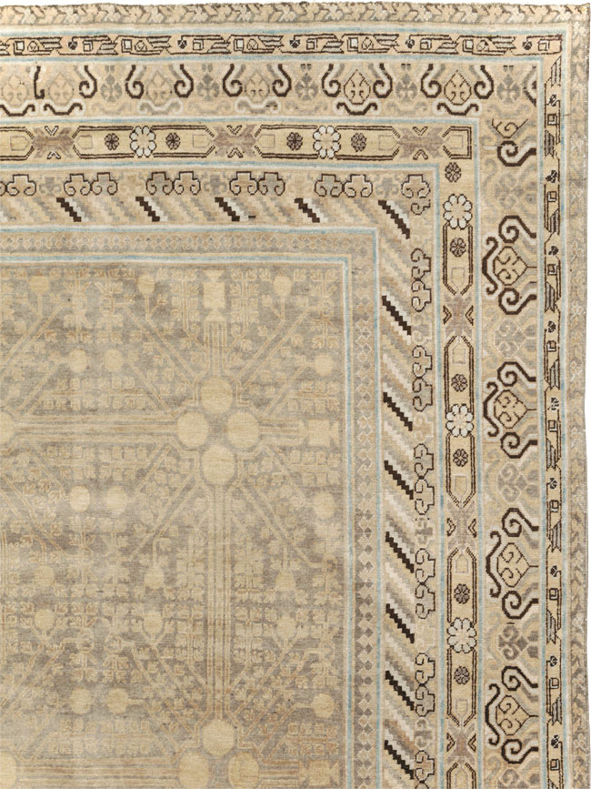 Vintage East Turkestan Khotan Carpet, No.17875 - Staging