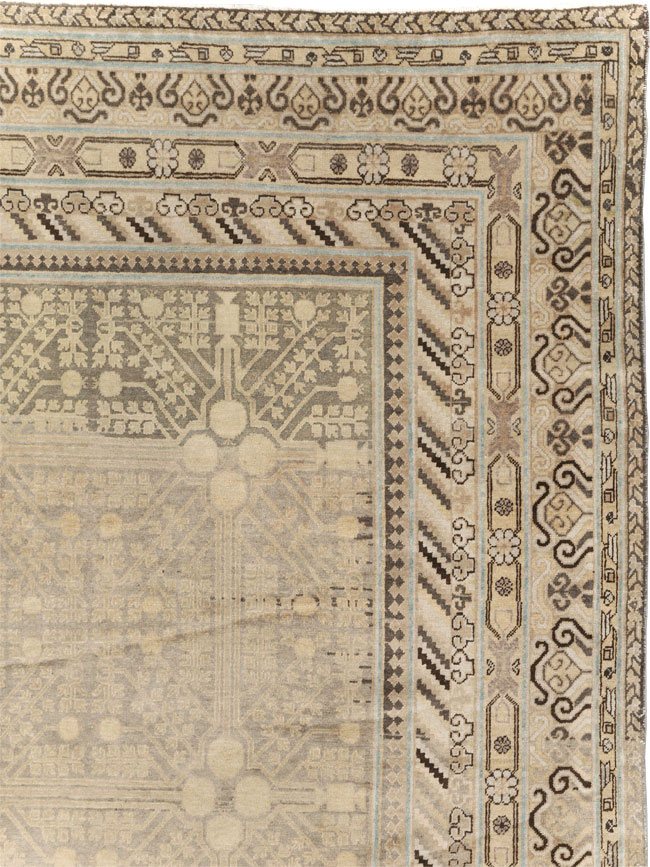 Vintage East Turkestan Khotan Carpet, No.17875 - Staging